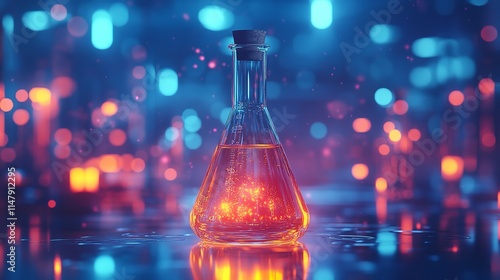 Illuminated Nanocrystals in Chemical Flask - Science Experimentation in Laboratory Setting