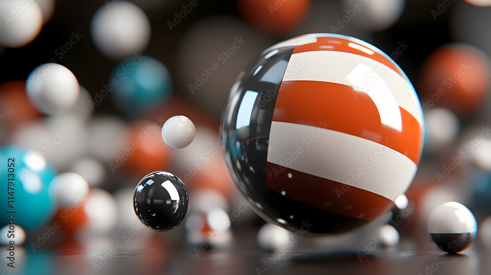 Naklejka premium Abstract Background, Shiny Spheres in Motion, Vivid Colors and Reflections