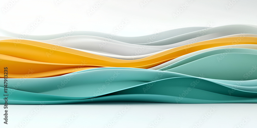 Abstract Wave Background, Colorful, Smooth Curves in Teal, Orange, and White Abstract Wave Background, Colorful, Smooth Curves in Teal, Orange, and White