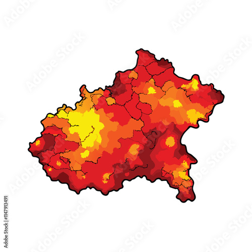 Create a vibrant vector heatmap illustration showcasing diverse color gradients and shading variations.  Focus on smooth transitions and a visually appealing design.