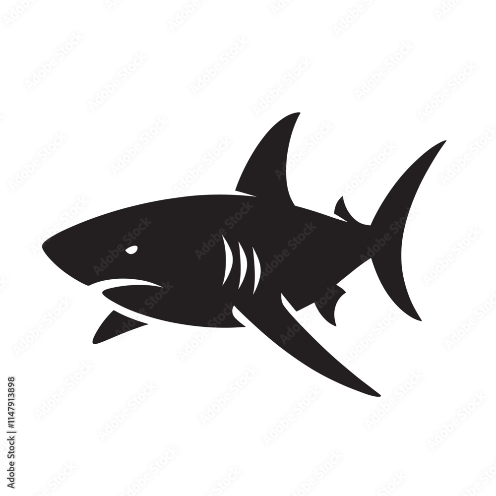Fototapeta premium Black shark silhouette design.