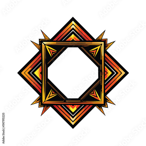 Create a vector illustration of a bold, abstract geometric frame.  The design should be visually striking and modern.