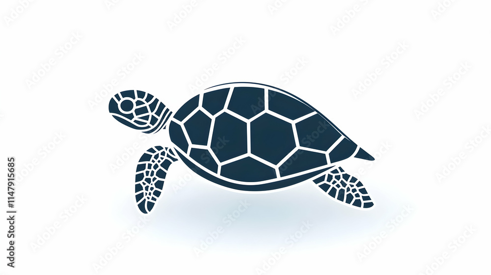 Obraz premium Sea Turtle Silhouette, Graceful Ocean Creature Swims Gently