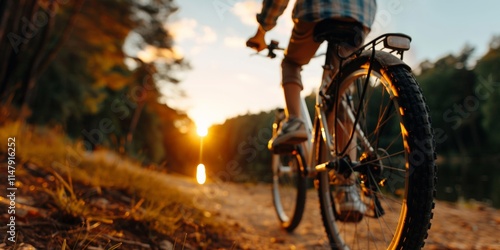 Wallpaper Mural Motivation and Inspiration Day. Adventurous cycling along a scenic forest trail during golden hour. Torontodigital.ca