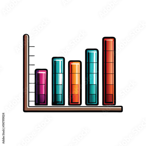 Create a clean vector illustration of a simple bar graph with clearly labeled X and Y axes, showing numerical data.  Include gridlines for enhanced readability.