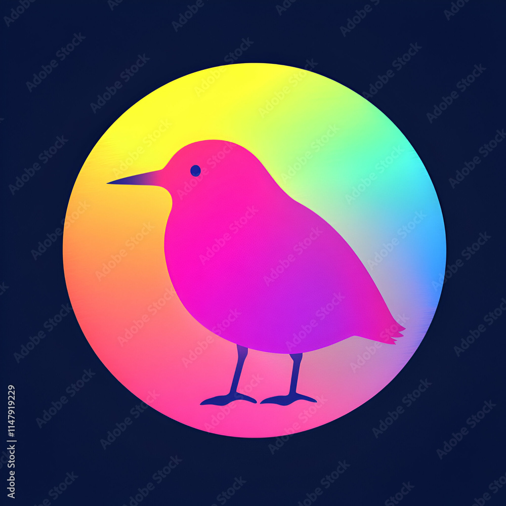 Vibrant Bird Silhouette on a Colorful Gradient Circle Background Vibrant Bird Silhouette on a Colorful Gradient Circle Background