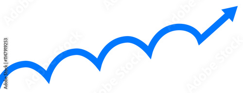 Bouncy up blue arrow business financial target background design template. Investment stock bullish market economy plan.	
