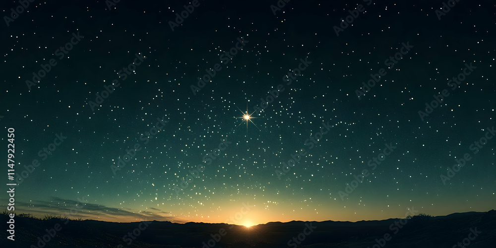 Fototapeta premium Starry Night Landscape Illustration