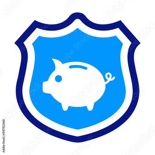 Piggy bank in a badge for financial economy currency saving vector icon design