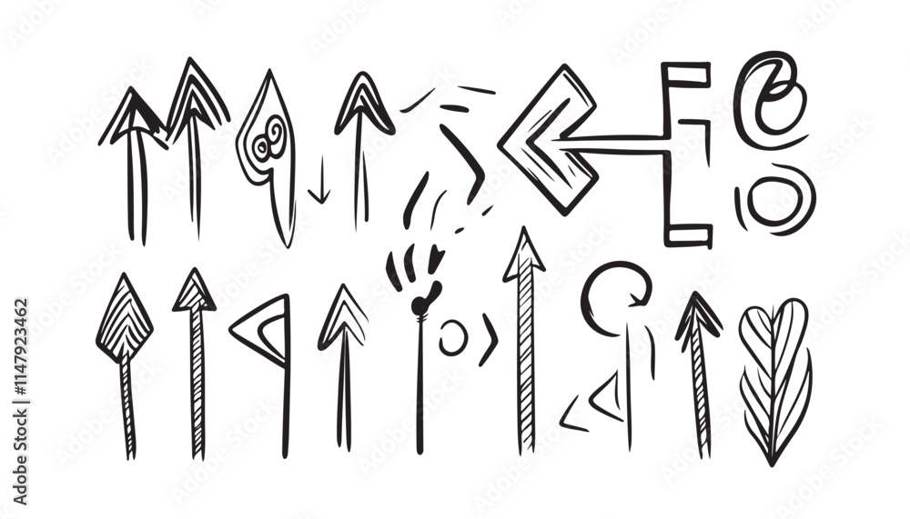 Hand-Drawn Arrow Vectors with Artistic Style Hand-Drawn Arrow Vectors with Artistic Style