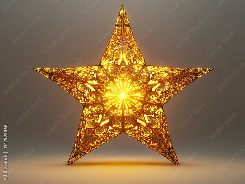 Golden Ornate 3D Star Illustration Golden Ornate 3D Star Illustration