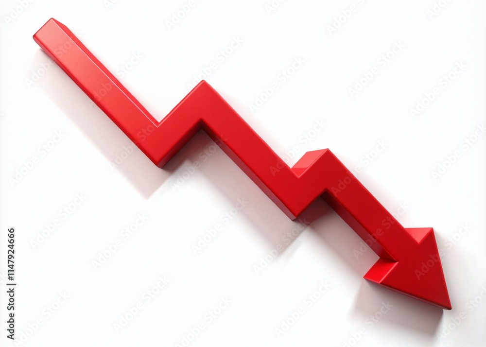 Red Zigzag Arrow Decline Trend Downward Market Red Zigzag Arrow Decline Trend Downward Market