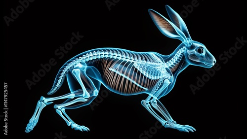 Silhouette X-Ray Rabbit Skeleton,  Elegant Animal Anatomy photo