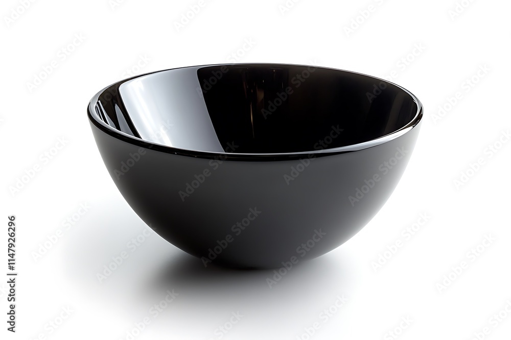 Chic black glass bowl with a reflective surface, isolated on a clean white background, high-resolution photo. Chic black glass bowl with a reflective surface, isolated on a clean white background, high-resolution photo.