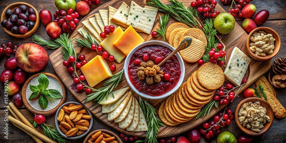 Fototapeta premium Thanksgiving Charcuterie Board Closeup - Festive Food Photography