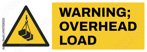ISO warning safety signs uppercase text_warning ; overhead load_landscape size 1/2 a4,a3,a2,a1	 

