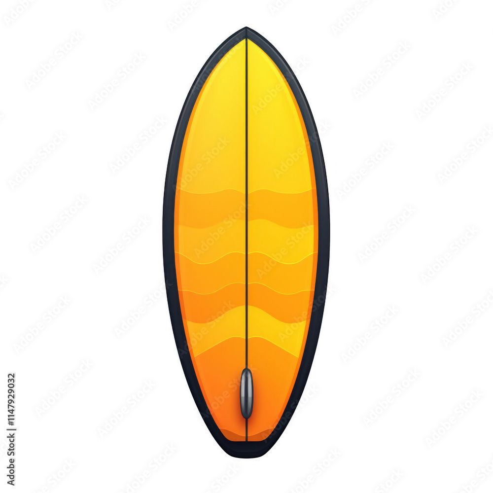 yellow icon of Surfboard isolated on a transparent background Minimalist flat icon, vector logo style sign clipart on a no background png