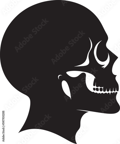 Black skull silhouette profile.