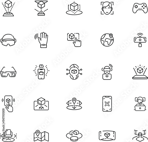 Augmented Reality, Virtual Reality, Metaverse Icons Technology, Innovation, Future