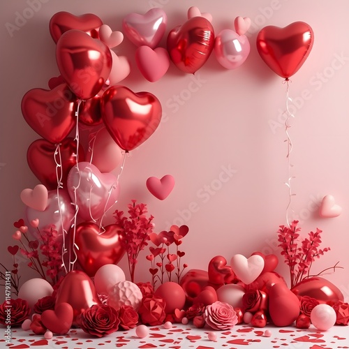 Elegant Heart-Shaped Balloons and Roses for Romantic Celebrations