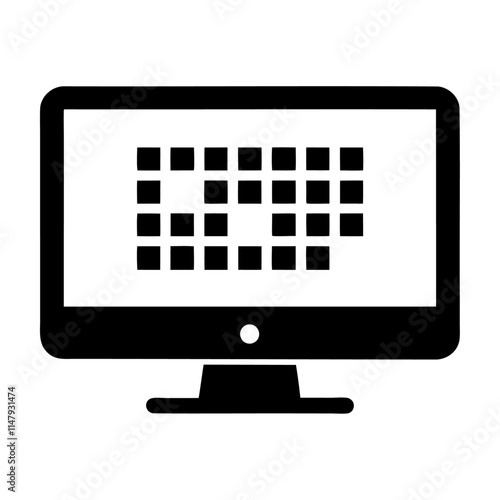 Pixel grid in monitor silhouette style vector and icon illustration design isolated on white