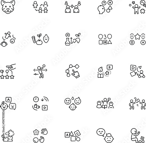Child Development Icons Growth, Learning, Play, and Socialization