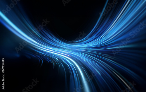 Wallpaper Mural Abstract blue and white light streaks curve and twist in a black background, creating a sense of motion and energy. Torontodigital.ca