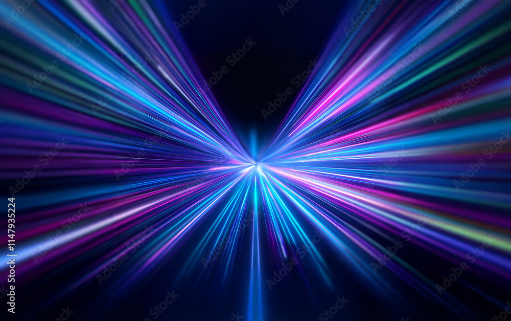 A vibrant burst of multicolored light streaks radiate outward from a central point against a dark background. A vibrant burst of multicolored light streaks radiate outward from a central point against a dark background.