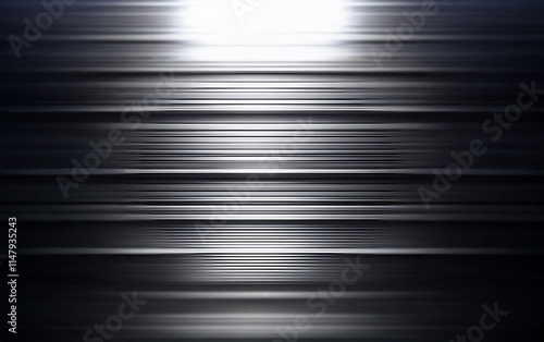 An abstract image with horizontal lines of light and dark gray, forming a  pattern of blurred, reflective lines.
