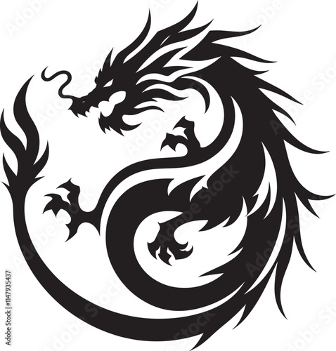 Black tribal dragon silhouette.