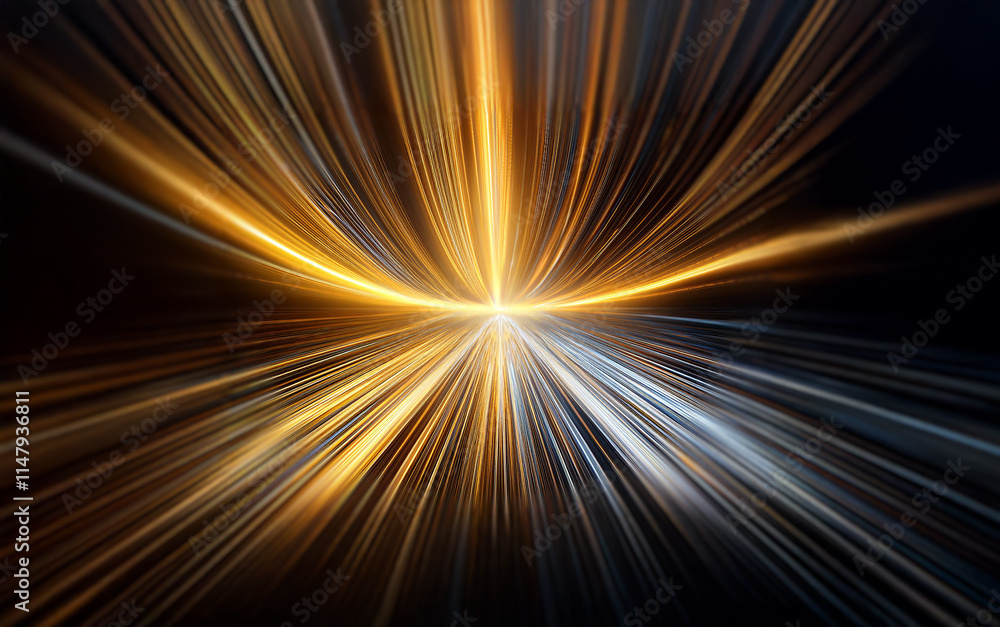 A burst of golden and silver light emanates from a central point in a dark background, creating a sense of motion and speed. A burst of golden and silver light emanates from a central point in a dark background, creating a sense of motion and speed.