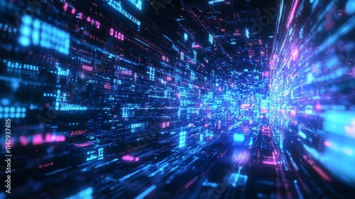 Wallpaper Mural Dynamic Digital Data Stream Showcasing Vibrant Colors in an Abstract Representation of Technology and Information Flow in a Futuristic Environment Torontodigital.ca