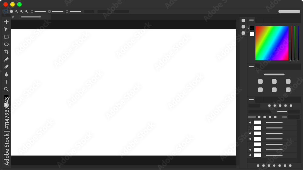 ウィンドウ ベクターフレーム インターフェイス UI 画像編集ソフト Photoshop風 素材 (16:9 .SVG)