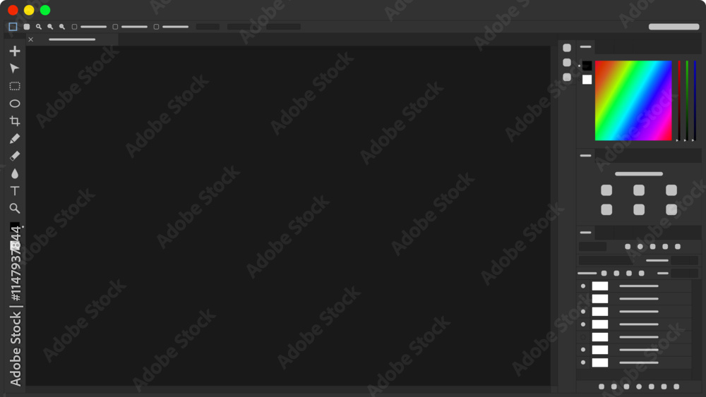 ウィンドウ ベクター フレーム インターフェイス UI 画像編集ソフト Photoshop風 素材 背景あり (フリーサイズ .SVG)
