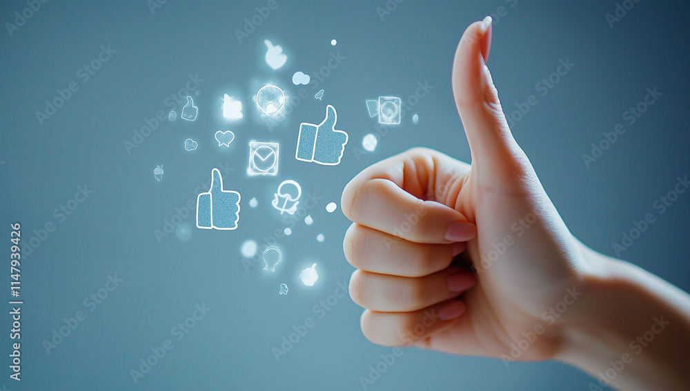 Social Media Marketing Concept – Reaching Out to Like Icons for Digital Communication and Engagement in the Modern Tech World Social Media Marketing Concept – Reaching Out to Like Icons for Digital Communication and Engagement in the Modern Tech World
