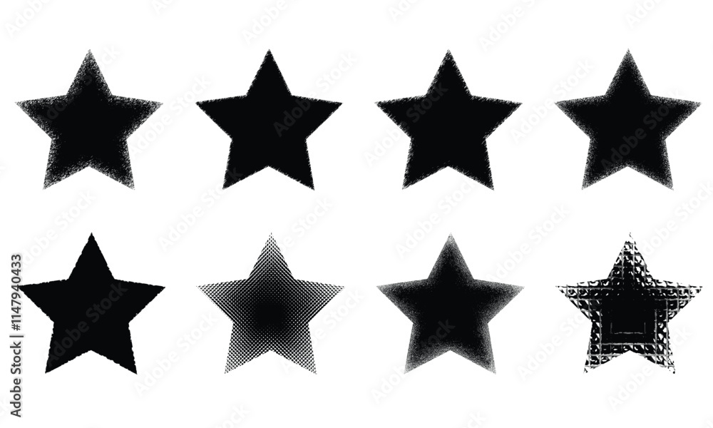 Grunge star icon set Grunge star icon set