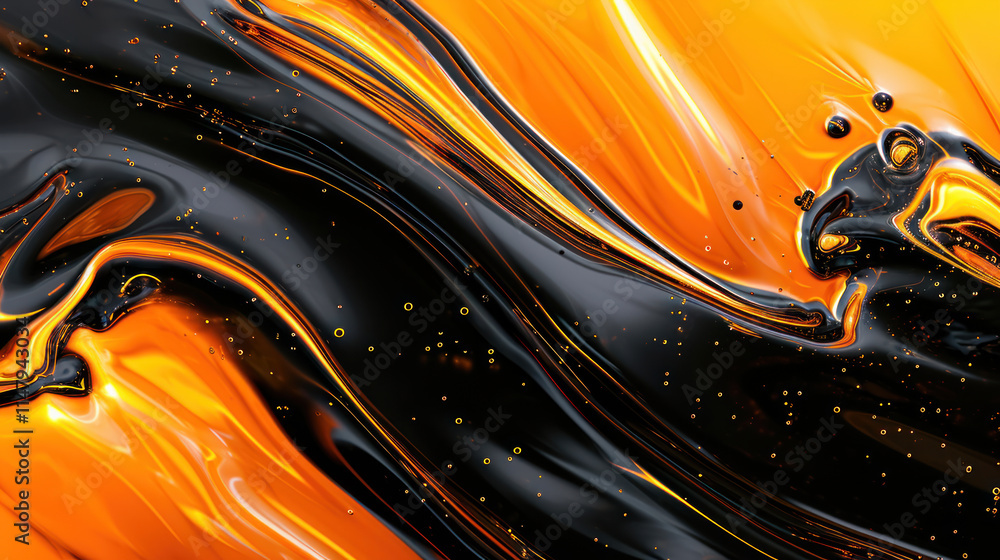 Black orange abstract liquid metal as wallpaper background illustration Black orange abstract liquid metal as wallpaper background illustration