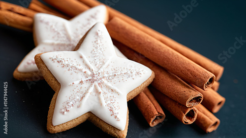 star shaped cookies and cinnamon photo