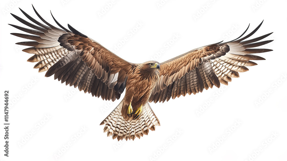Obraz premium Majestic eagle soaring through air with its wings spread wide