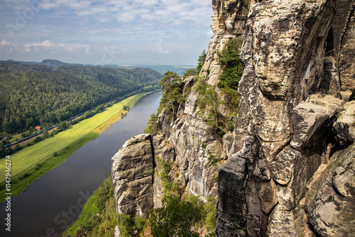 Blick auf die Elbe von der Bastei photo