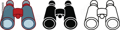 Binoculars Color, Black, White, Outline, Icons, Viewing, Optics, Vision, Device, Observation