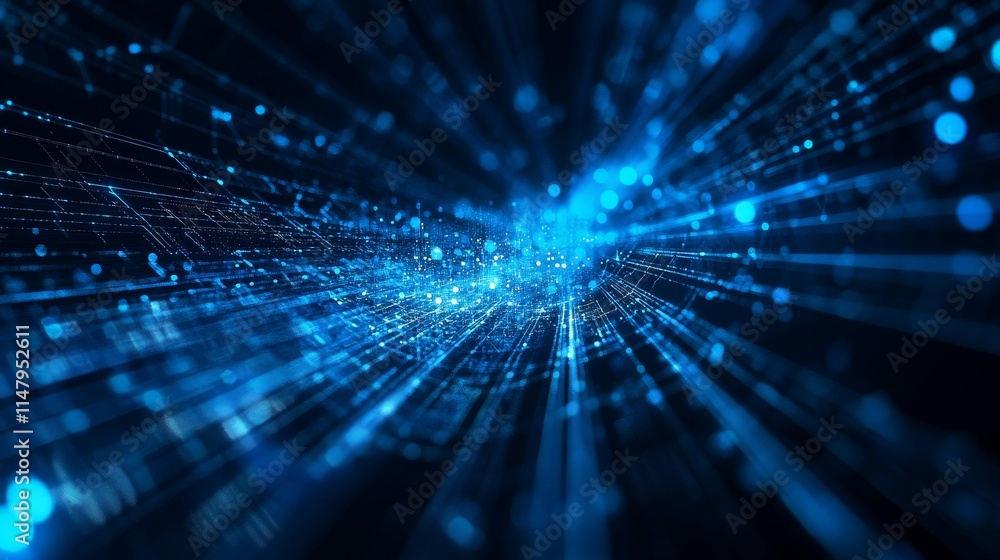Innovative Digital Technology Background Displaying Blue Light Streaks and Dots Representing Data Flow and Connectivity in a Futuristic Environment Innovative Digital Technology Background Displaying Blue Light Streaks and Dots Representing Data Flow and Connectivity in a Futuristic Environment