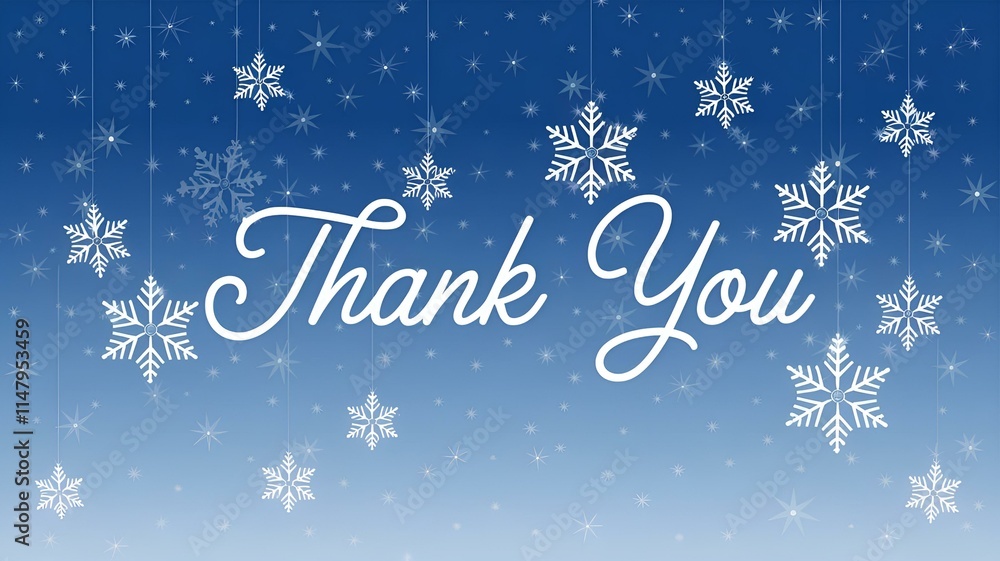 Elegant Winter Gratitude Message with Hanging Snowflakes Elegant Winter Gratitude Message with Hanging Snowflakes