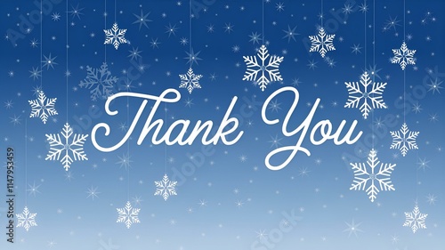 Elegant Winter Gratitude Message with Hanging Snowflakes