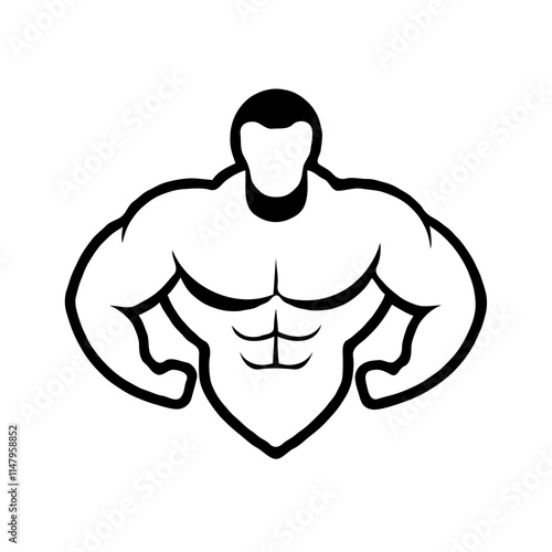 Inspired by the world of bodybuilding, this man bodybuilder silhouette logo is a tribute to strength and resilience. Whether you're sporting it on a t-shirt or using it as a print stamp