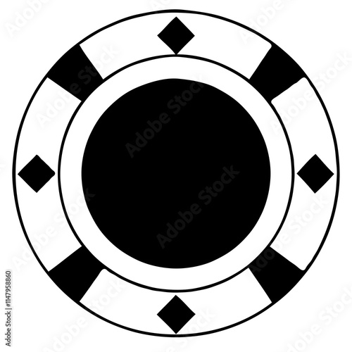 Isolated Poker Chip for Gambling Concept. Poker Chip Symbols for Casino Games. Casino Betting Chip Icon.