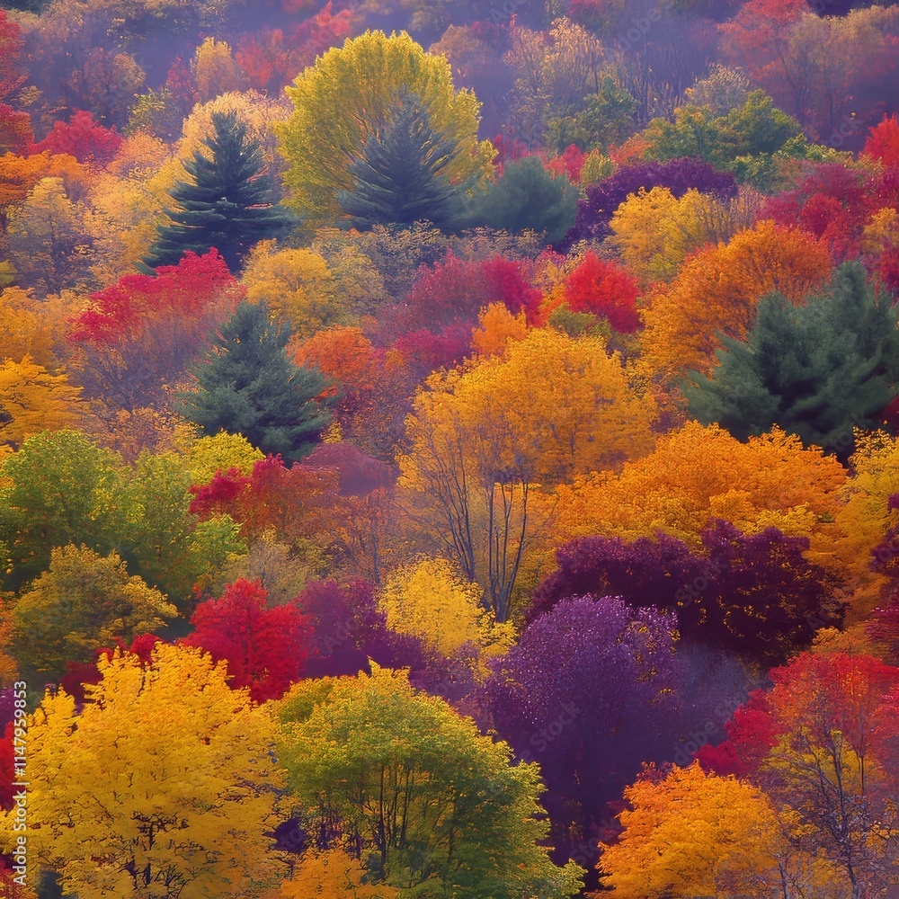 Vibrant Autumn Foliage Showcasing a Stunning Array of Colors in a Dense Forest During the Peak of the Fall Season Vibrant Autumn Foliage Showcasing a Stunning Array of Colors in a Dense Forest During the Peak of the Fall Season
