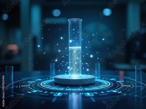 Wallpaper Mural Conceptual representation of a scientific experiment with glowing liquid in a test tube in a modern laboratory at night Torontodigital.ca