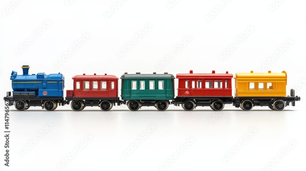 Colorful toy train set showcasing creativity and fun for children and collectors. Colorful toy train set showcasing creativity and fun for children and collectors.