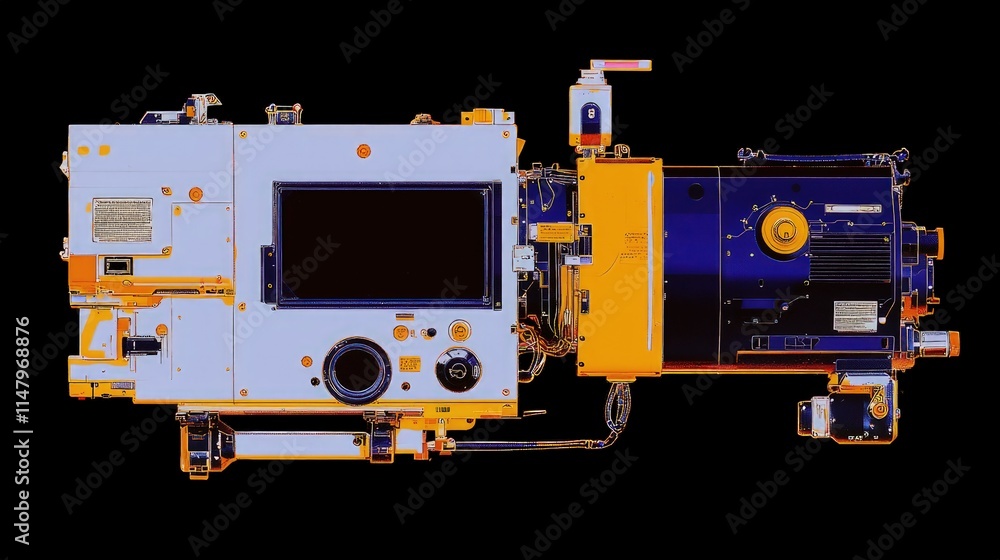 Industrial machinery with control panel and motor. Industrial machinery with control panel and motor.